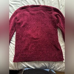 Karen Scott burgundy cable knit sweater